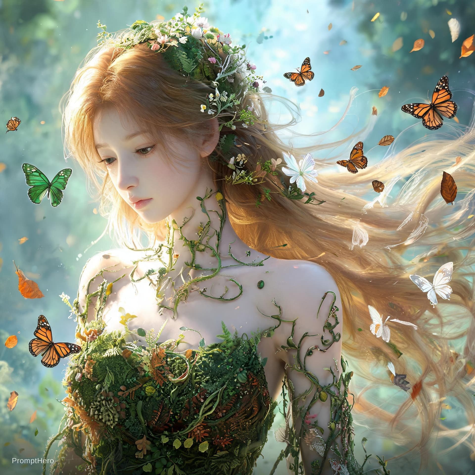 AI generated: This is a captivating and ethereal digital artwork depicting a chinese woman who appears to be a per...