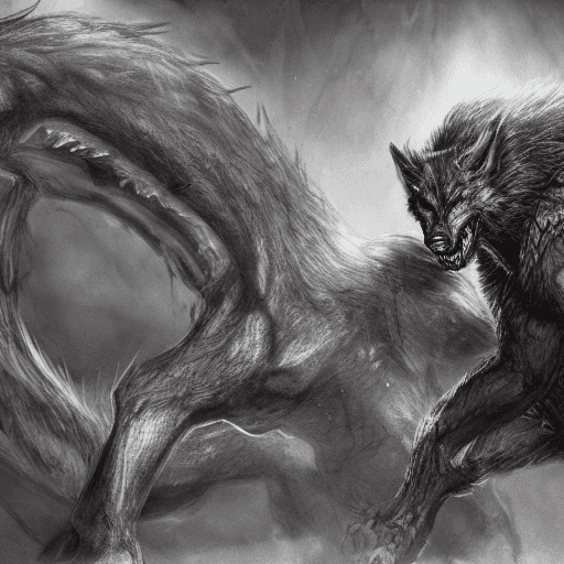 AI generated: ull body shot, blaidd the werewolf from elden ring, werewolf , big sword, dark armor, intricate deta...