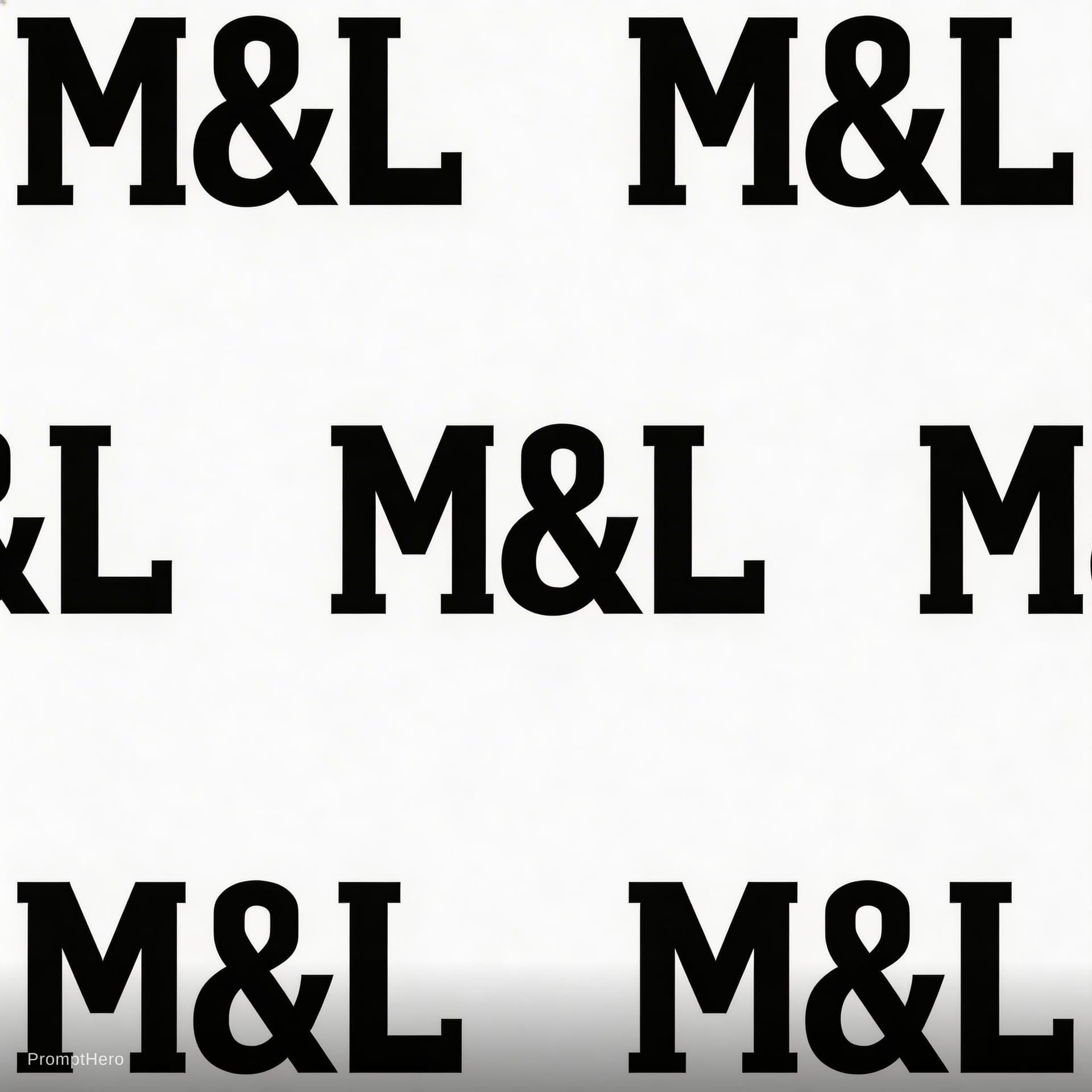 AI generated: create a pattern the text "M&L" in black on white. The pattern should fit exactly into itself on eve...
