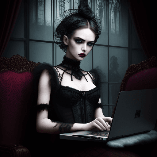 AI generated: fashion model photography with a laptop, hyper modern,glamorous surreal, creative, extreme intricate...