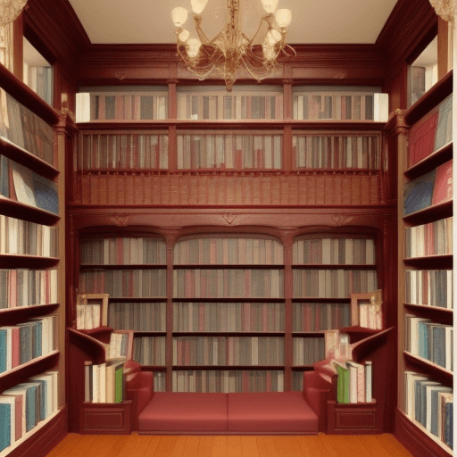 AI generated: romance book store with heart-shaped book shelves 

