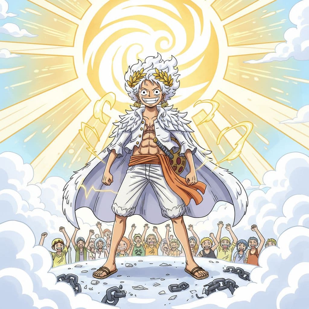 AI generated: model sun god nika form of luffy