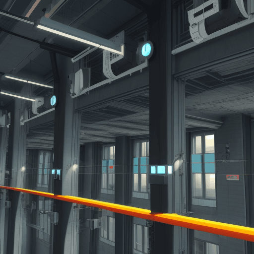 AI generated: 
Smart sensors for structural health monitoring being used in a building