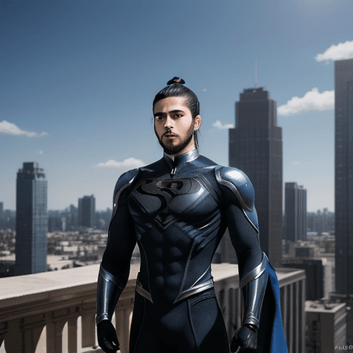AI generated: use epic anime style to create a picture of a young latino man with silver eyes, black hair with man...