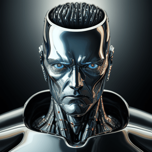 AI generated: Portrait of robot T-1000, liquid metal, evil, in dynamics, highly detailed, packed with hidden detai...