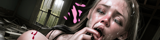 AI generated: beautiful young caucasian woman in broken down abandoned house, crying with saliva running from her ...