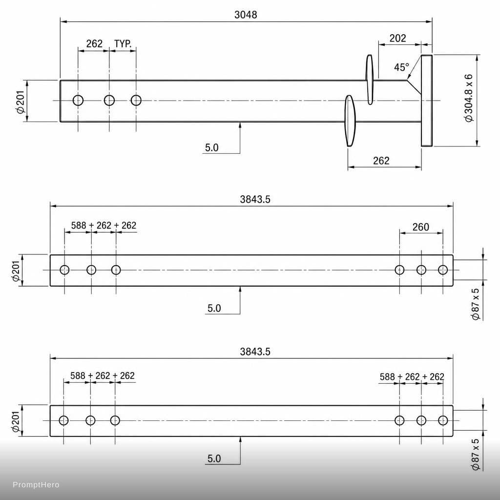 AI generated: This is a sketch drawing of Steel Helical Piles and Pipes.  Can you help create this sketch into a p...