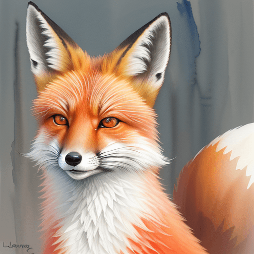 AI generated: a watercolor painting of a red fox, an airbrush painting by Lorraine Fox, featured on deviantart, fu...