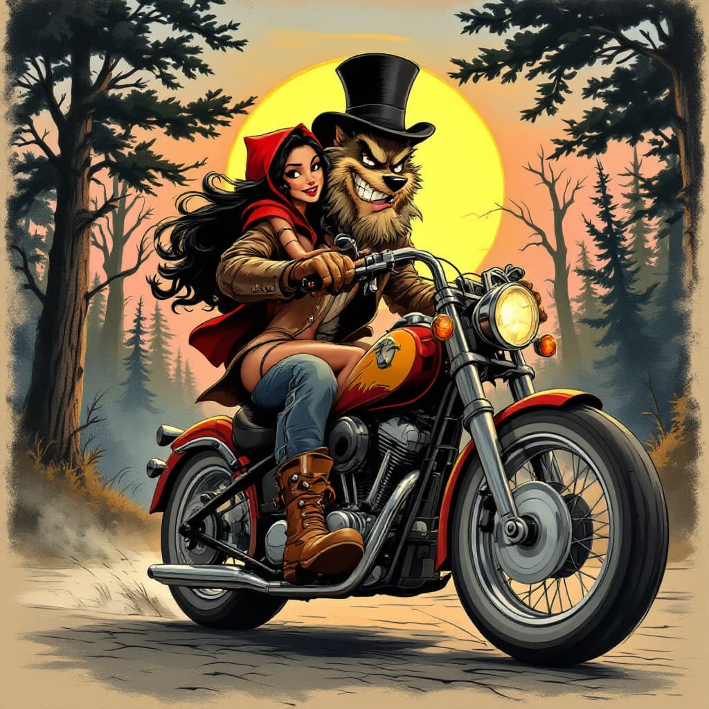 AI generated: A drawing in the style of 1930s disney cartoon characters. A character similar to the Disney Big Bad...