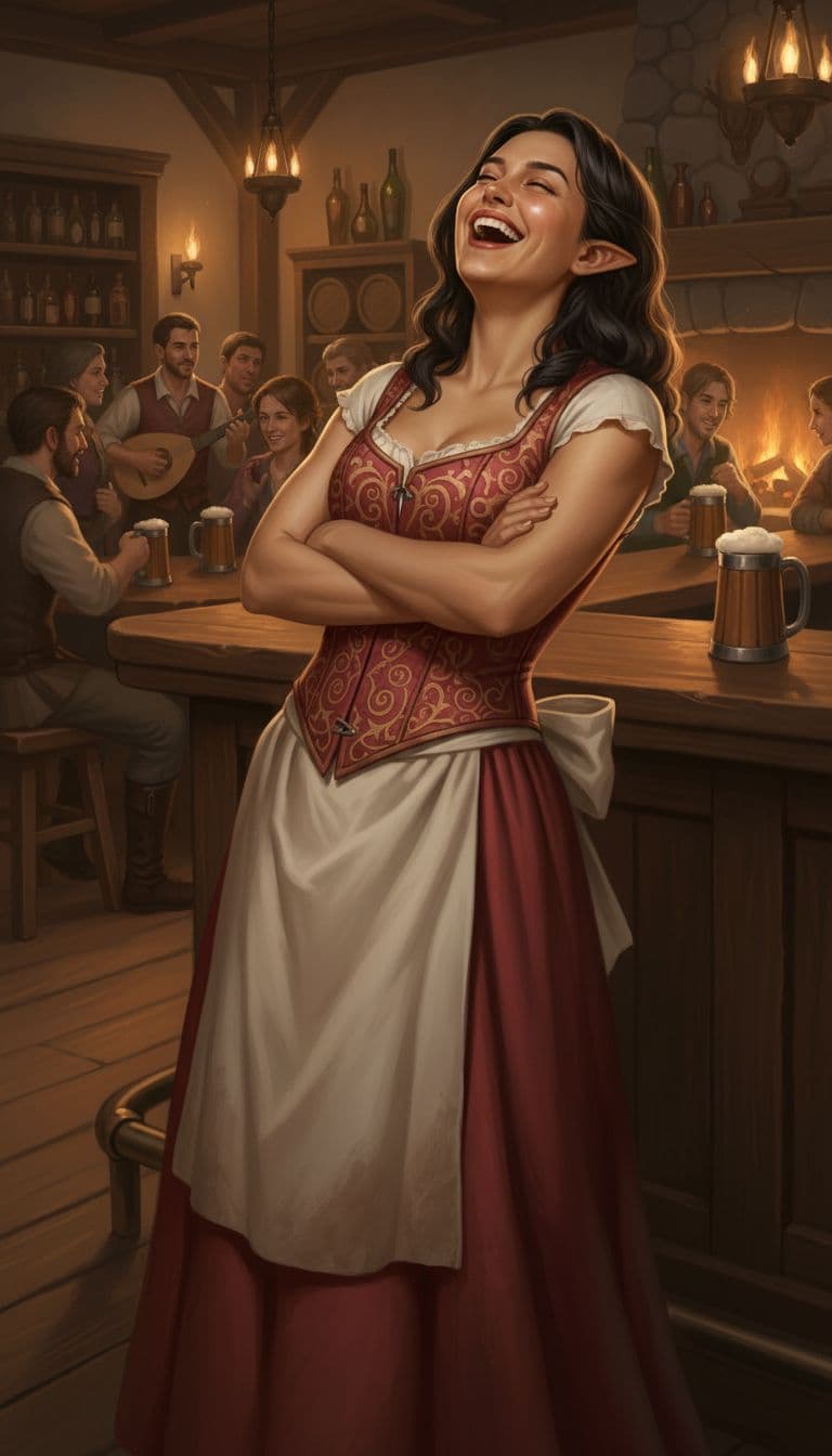 AI generated: close up of a photorealistic photography [full-body shot] of a fantasy-style [Sylvara - Tavern Elf B...