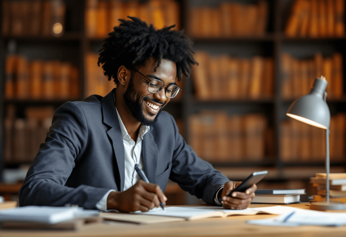 AI generated: realistic bookkeeping image with black person