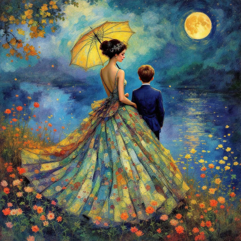AI generated: :  (Masterpiece), ((  Claude Monet: Woman with a parasol - Madame Monet and her son )), Inspired by ...
