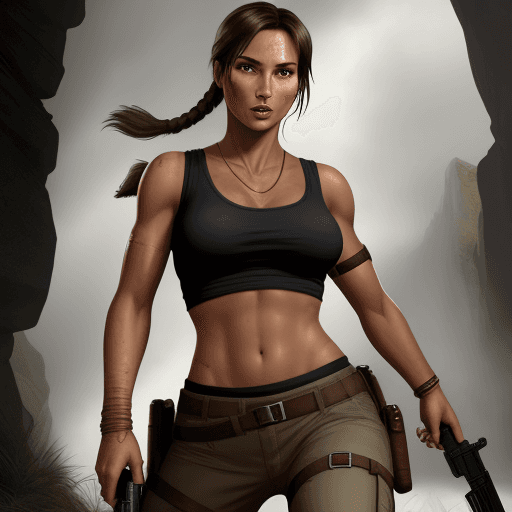 AI generated: lara croft with bulge in pants