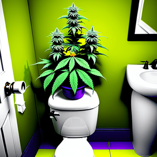 AI generated: a colorfoul flower of marijuana in a little bathroom with a lot of plants of marijuana