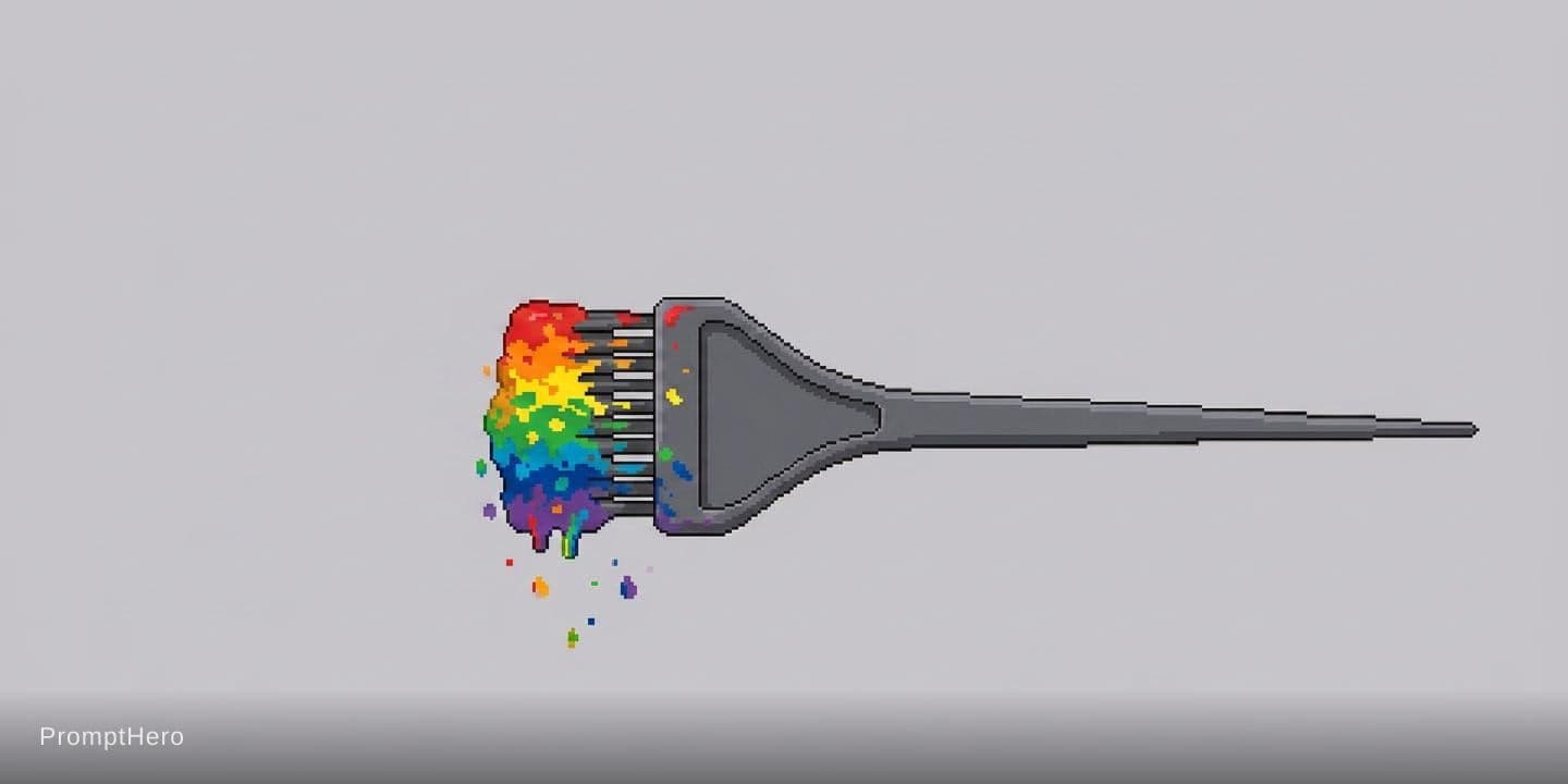 AI generated: Ad a splash of Rainbow Paint to the bristles of This brush, make it look like its been dipped in Rai...