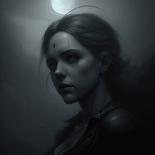 AI generated: oomomo but as cloud of fog holding a needle and thread, dramatic lighting, contrast shading, smog, h...