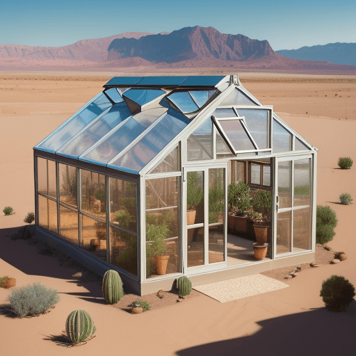 AI generated: High resolution photography landscaping, one acre, property, wide angle, one tiny home, desert, moun...