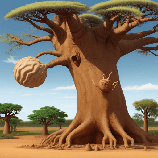 AI generated: baobab tree monster