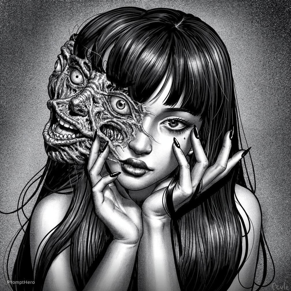 AI generated: a bold creation of tomie, supernatural, confident and striking.
