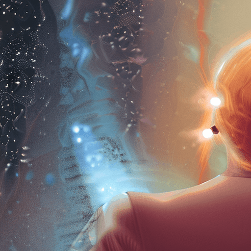 AI generated: woman from the back admiring a galaxy, intricate, elegant, glowing lights, highly detailed, digital ...