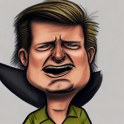AI generated: Sketch of Matt Mullenweg the CEO of Wordpress looking a bit like Donald Trump but with a bad mullet ...