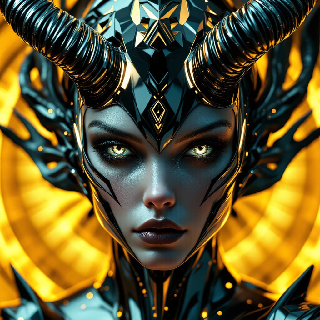 AI generated: https://s.mj.run/wsxbuMQdA6k ascii rorschach futuristic demon queen with symmetrical chrome headpiec...