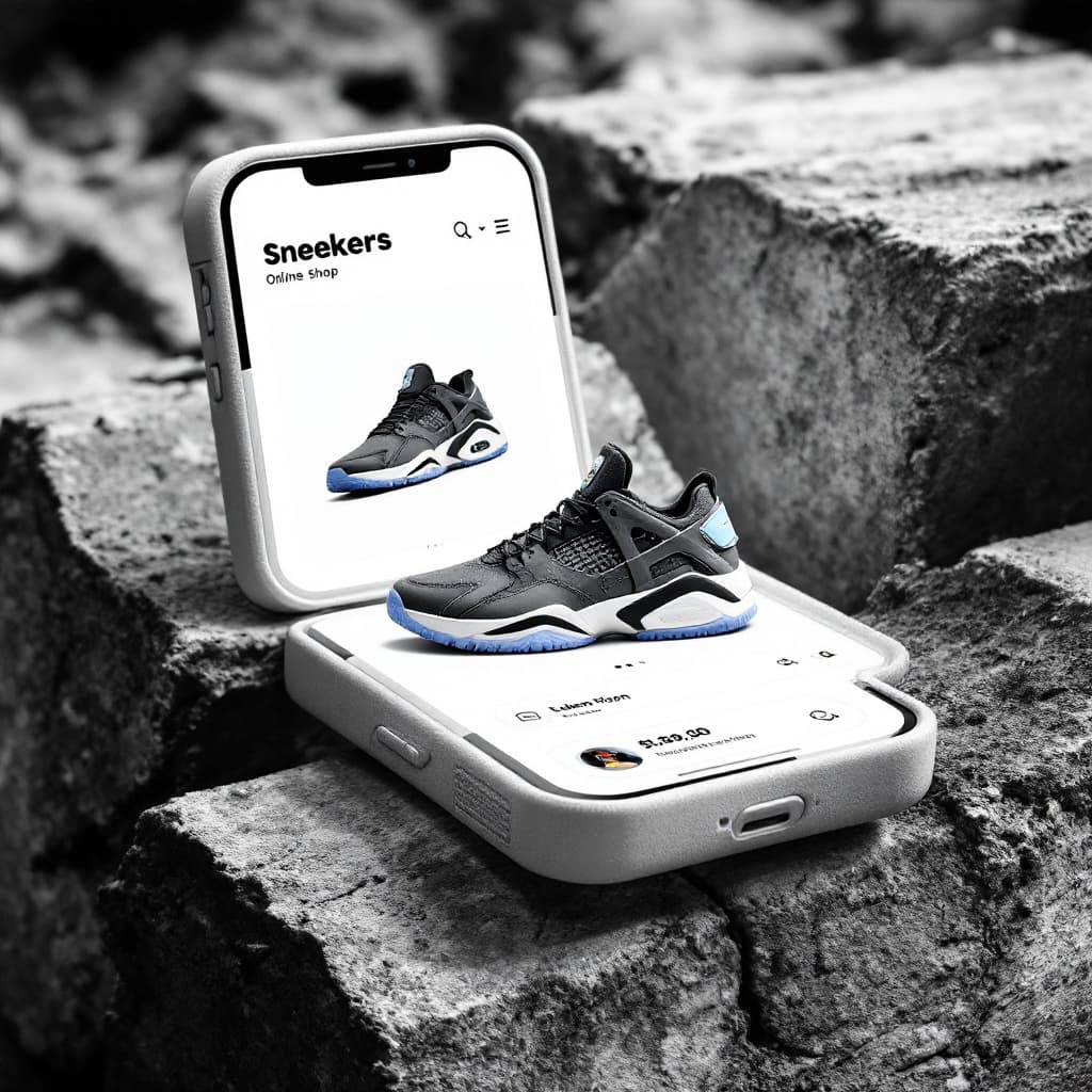 AI generated: sneakers online shop app design, UI --ar 2:3 --q 2 --v 5