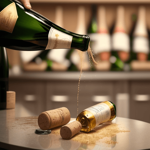 AI generated: Champagne bottle popping its cork and spilling the champagne