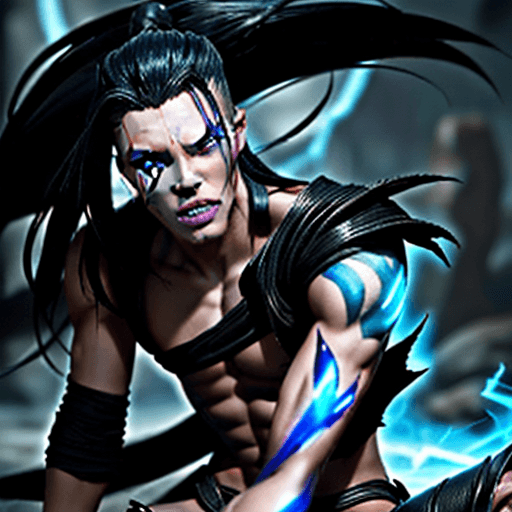 AI generated: 1920x1080 resolution, image of kayn from league fo legends, 