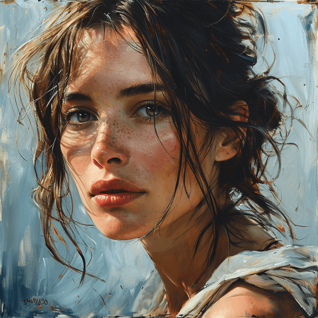 AI generated: a stunning watercolor painting on canvas of a beautiful woman, in the style of Claude Monet ::1 4 la...