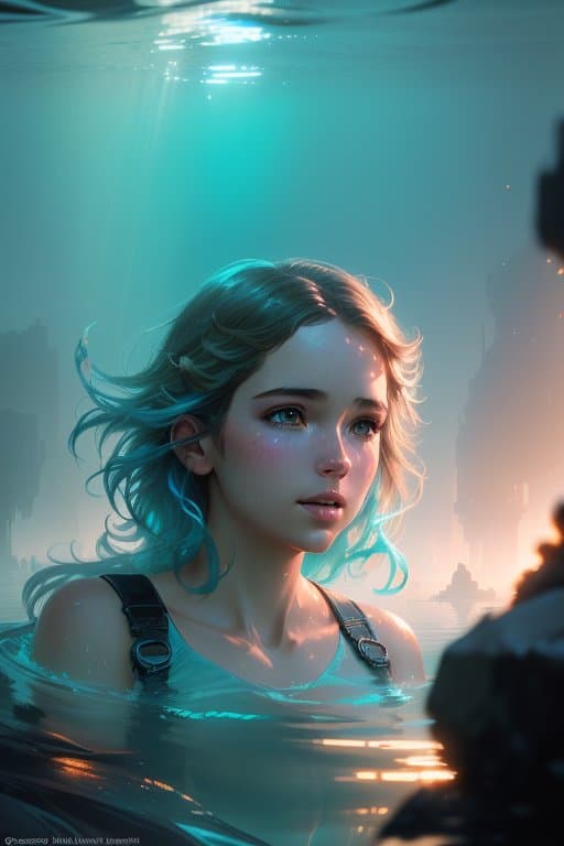 AI generated: underwater photography, by greg rutkowski and magali villeneuve, vibrant colors, volumetric fog, vol...