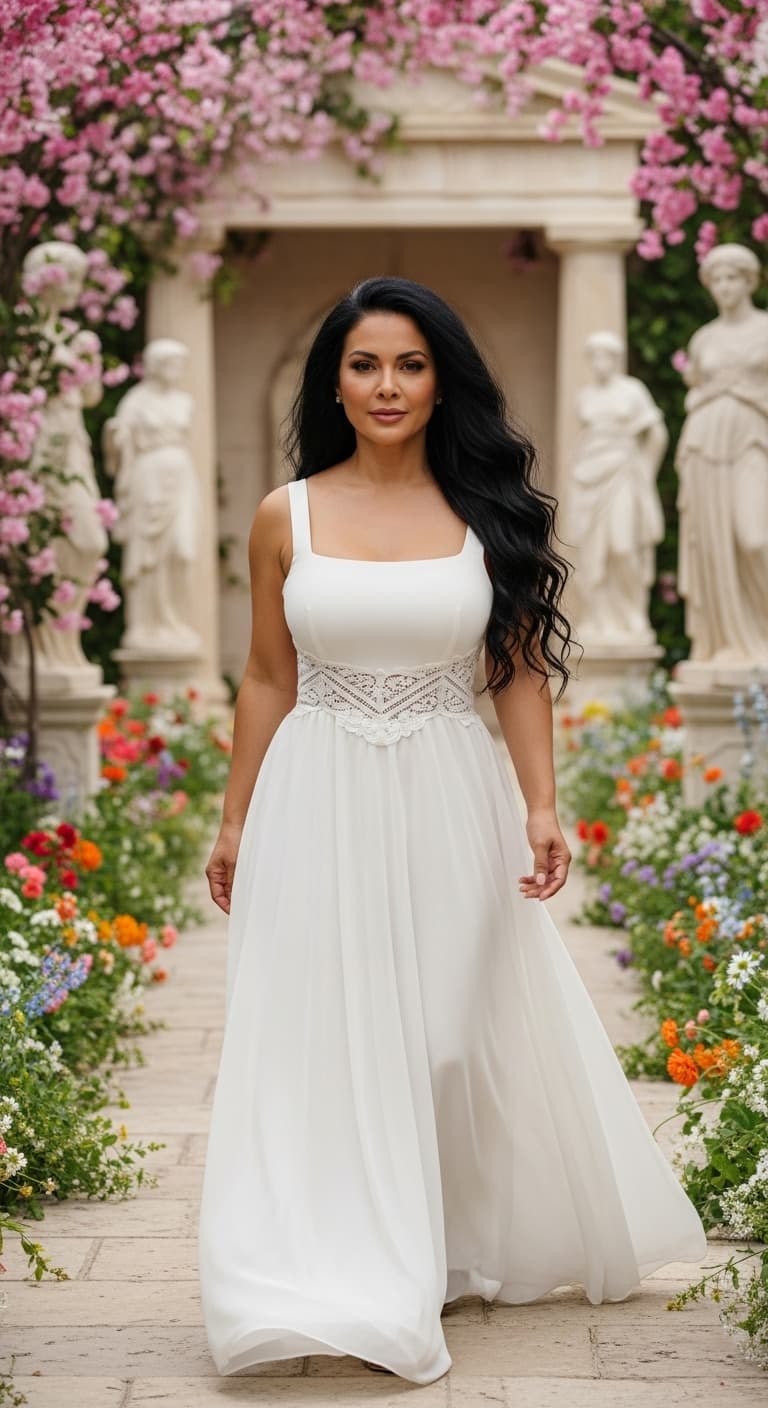 AI generated: Professional photo of a short stocky 40 year old Honduran, woman, 5ft tall, her body figure frame is...