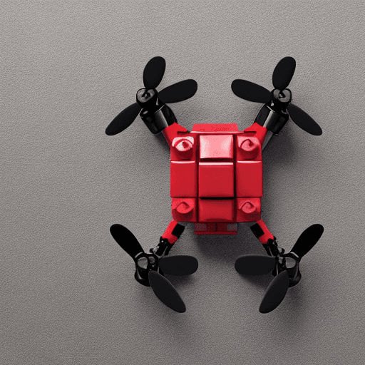 AI generated: a cute mini drone made of lego parts,minimalistic,full detail, for logo, art,airbase setting,unreal ...
