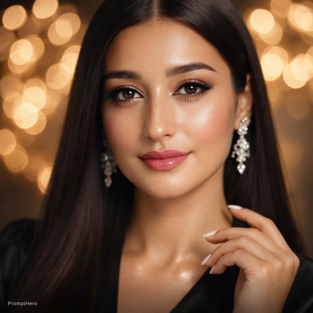 AI generated: Ultra-realistic high-end beauty portrait of a young woman with flawless, glowing skin and a dewy fin...