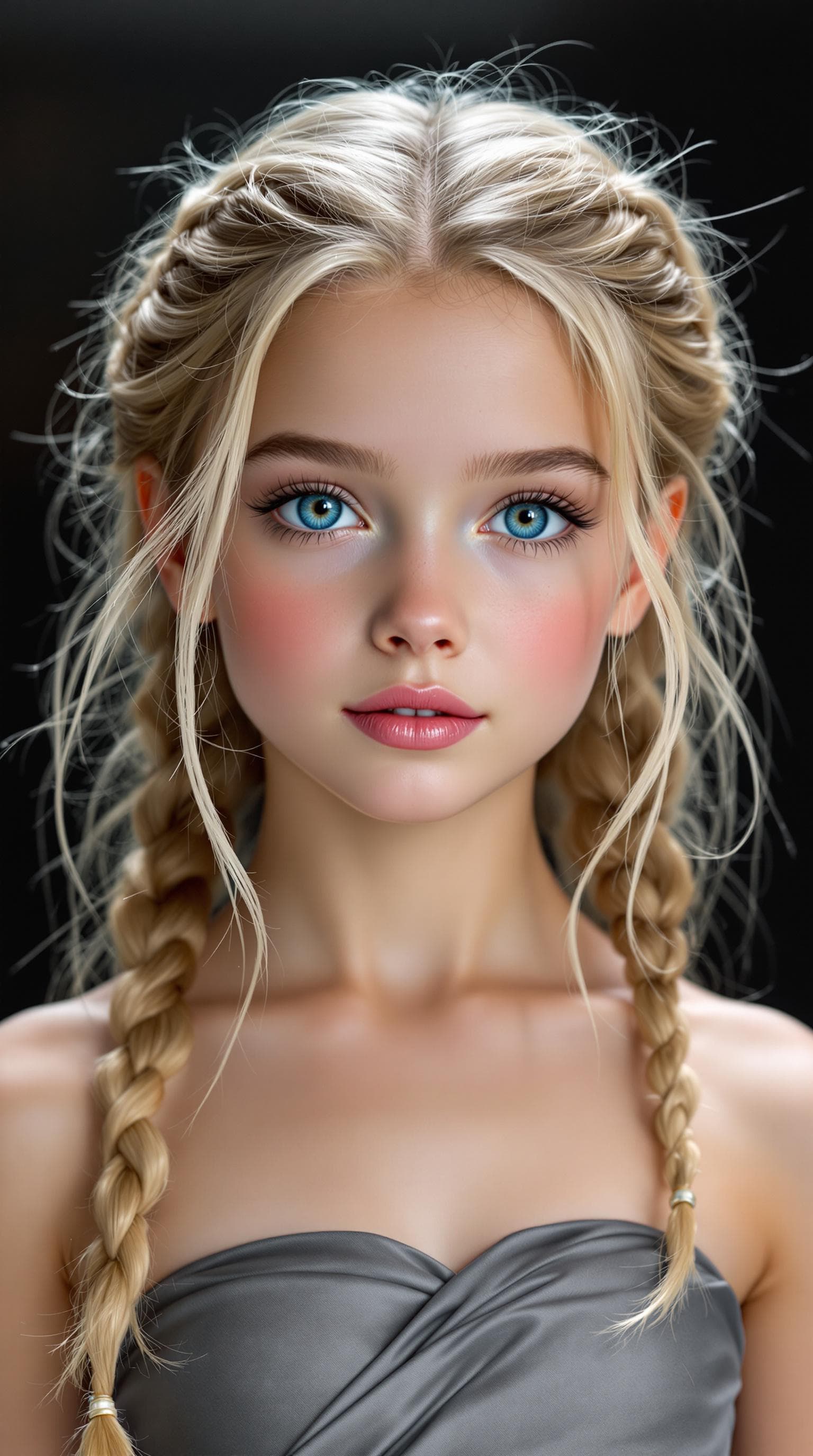 AI generated: a professional photo of a exceptionally of the most beautiful angelic girl in the world, (age 7), je...
