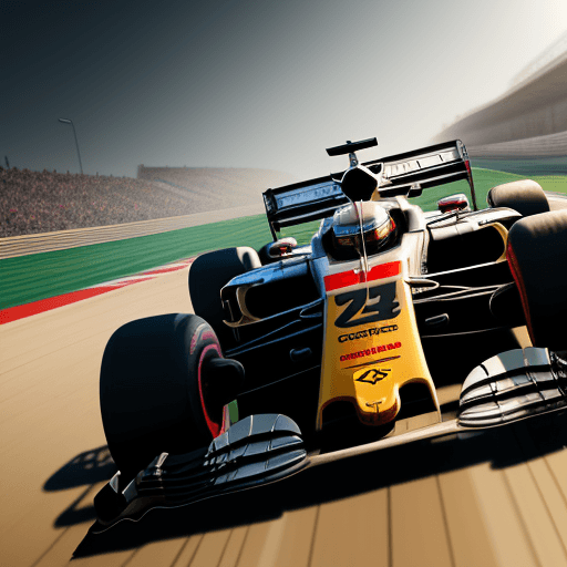 AI generated: 2 race car runnning wild in a race track ,f1 race , dust all over the place ,cinematic light ,realst...