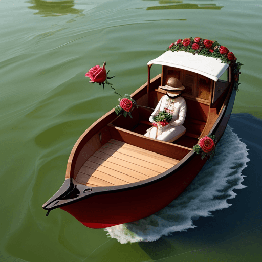 AI generated: A rose in float boat