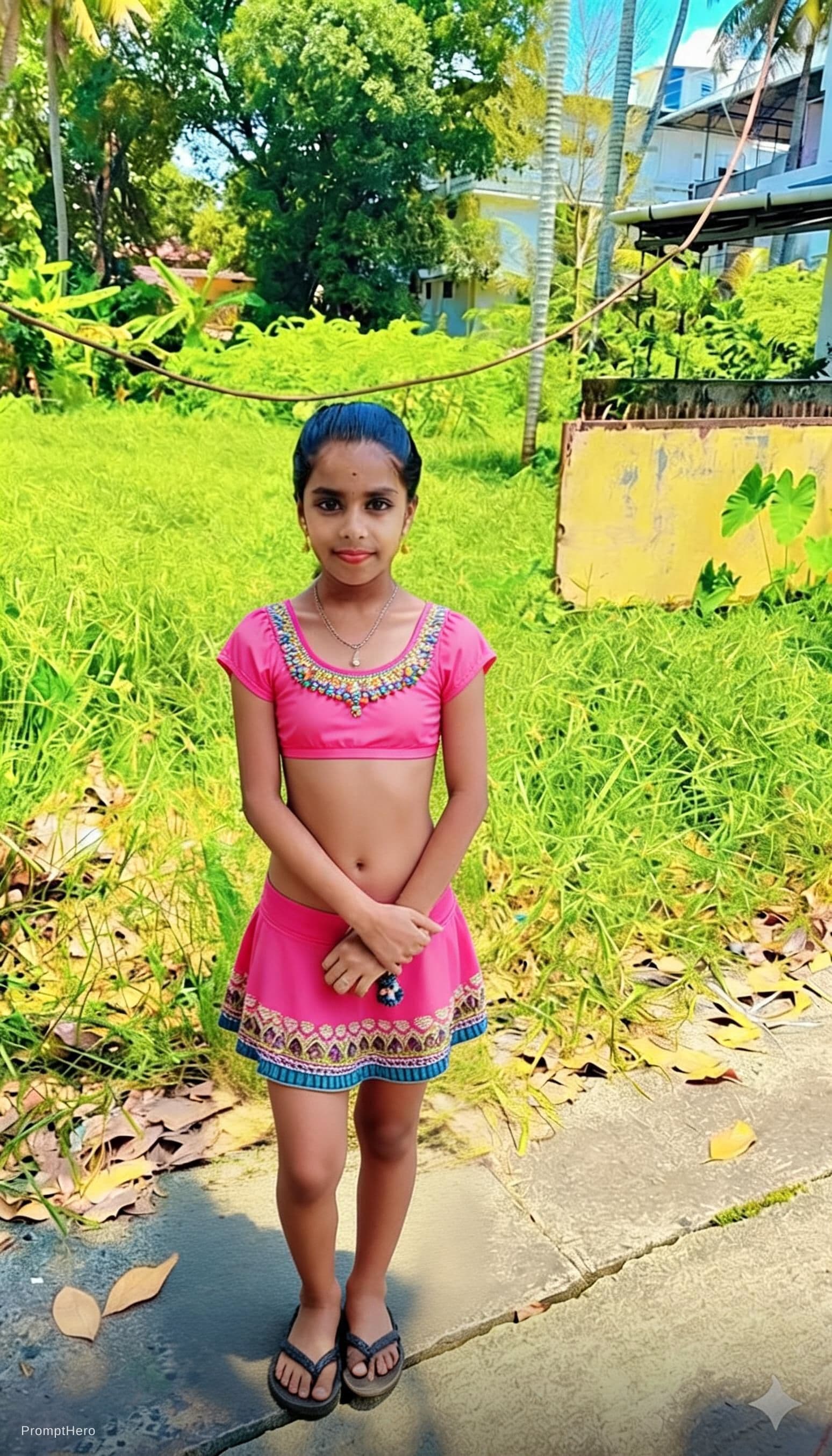 AI generated: Two piece swimming dress that girl 