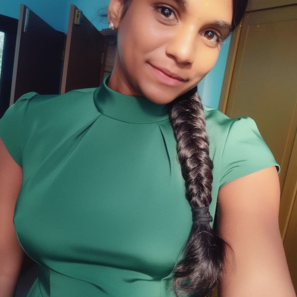 AI generated: Porn Star/ model Maserati, showcasing her big macromastia sized chest, wearing a green tight cocktai...