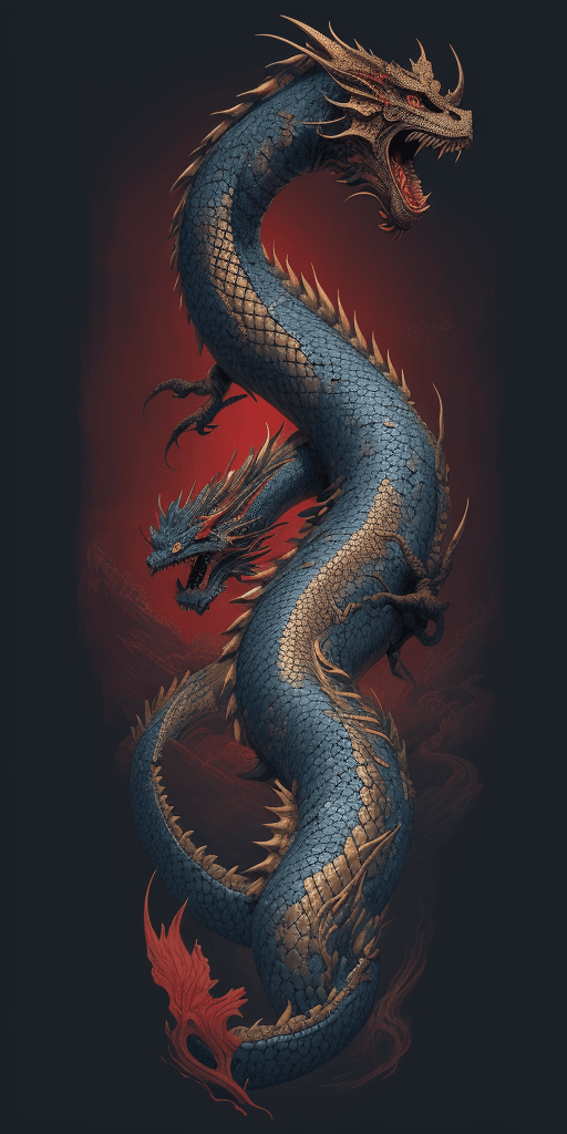 AI generated: japanese dragon tattoo drawing, in the style of matthias jung, kerem beyit, uhd image, authentic dep...