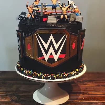 AI generated video: Wrestlers come to life celebrating together holding a banner that says "Happy Birthday Louie" while ...