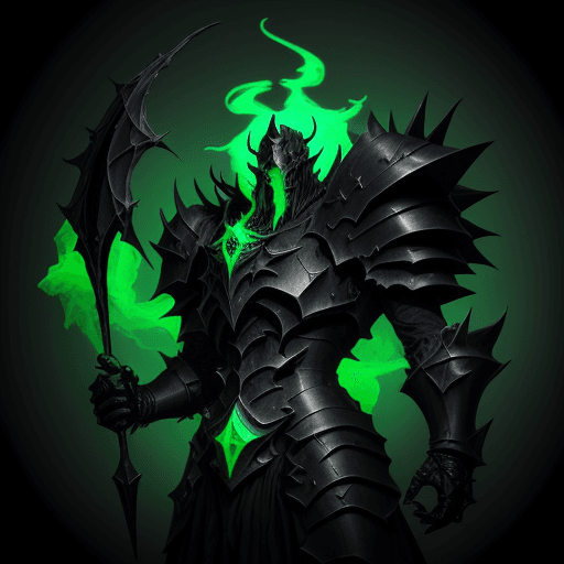 AI generated: Mordekaiser from league of legends, in the style of Elden Ring, green smoke, midwest gothic, organic...