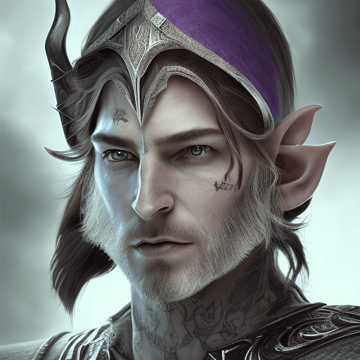 AI generated: Full body photorealistic render of a half-elf Assassin with piercing silver-flecked violet eyes, a s...