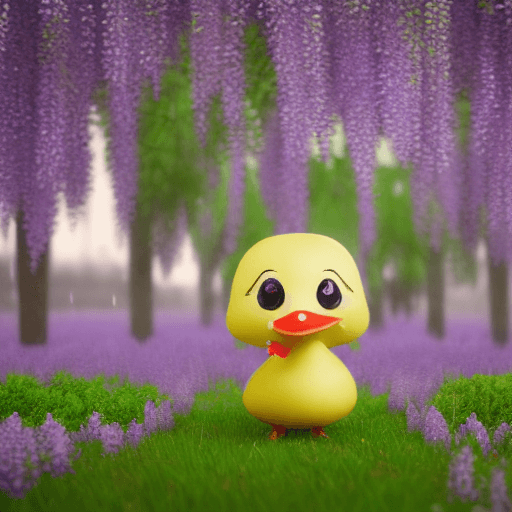 AI generated: whimsical adorable character design 3d octane render, wide shot, chibi extremely cute tiny duck goin...