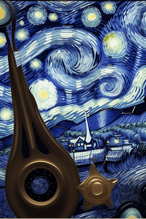 AI generated: Van Gogh's Starry Night in a detailed and minimalist geometric style