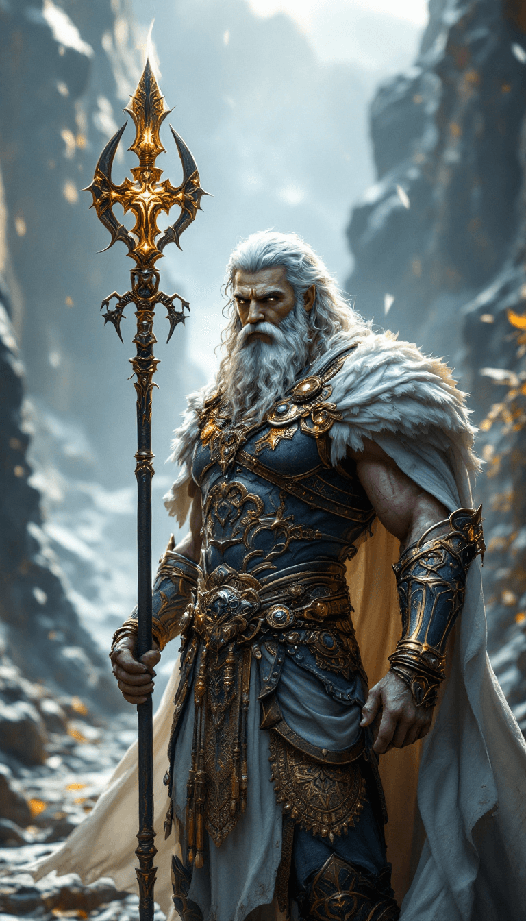 AI generated: Zeus, greece, fantasy light armor withe many accessories and detailles, beauty, 4k, ultra hd, god, m...