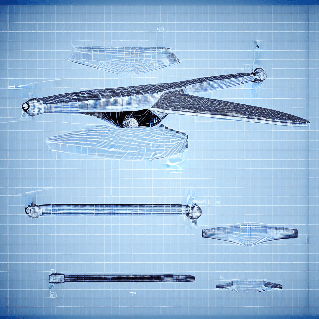 AI generated: technical drawing, blueprint, schematic::1.5 dron  fighter ,papiro paper background, detailed --s 12...