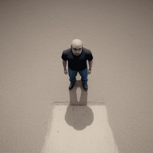 AI generated: bald latino man looking at the ground in an artistic way