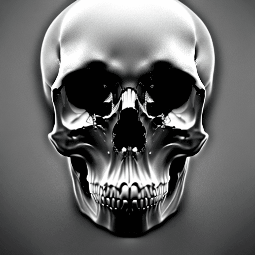 AI generated: Low detail skull, silicon cpu, left side implant, sketch style, b&w render