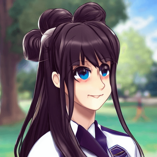 AI generated: mdjrny-v4 style Beautiful highschool girl in uniform turns around with a smile with tears, long hair...